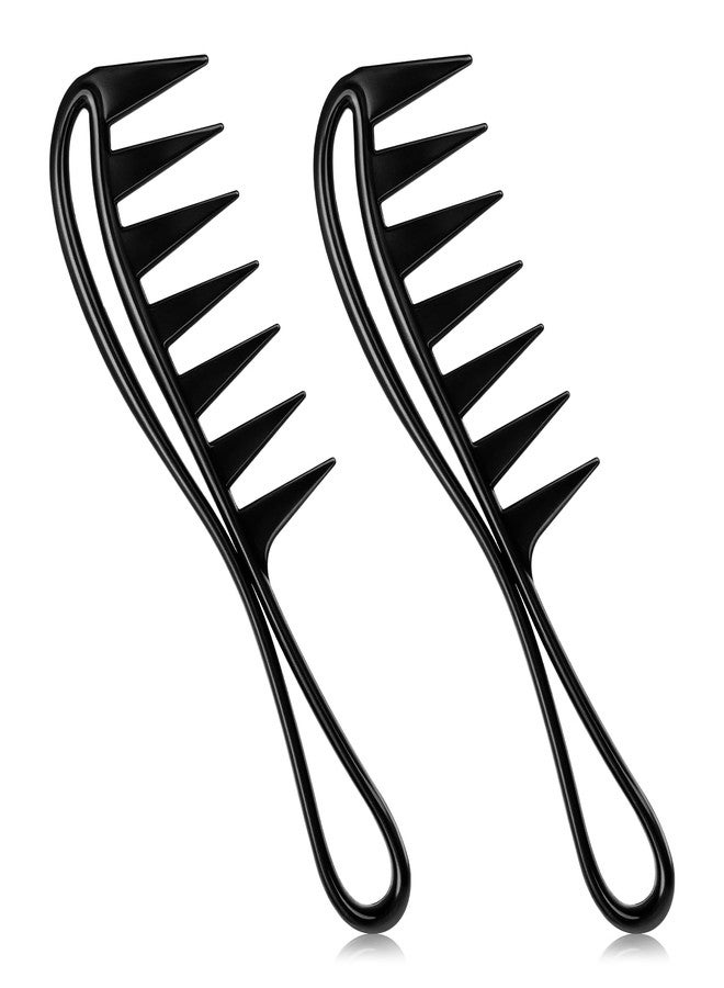 Macuezu 2 Pcs Wide Comb for Curly Hair, Large Shark Teeth Hair Combs, Wide Tooth Comb, Anti-Static Black Hairs Styling Hairstyle Tool, Barber Salon - Image 1